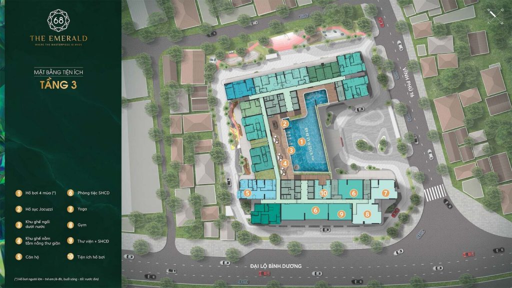 mặt bằng tiện ích the emerald 68